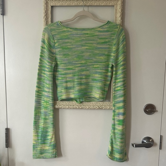 AMERICAN EAGLE OUTFITTERS | Y2K Green & Yellow Blouse with Bell Long Sleeves - Picture 11 of 15